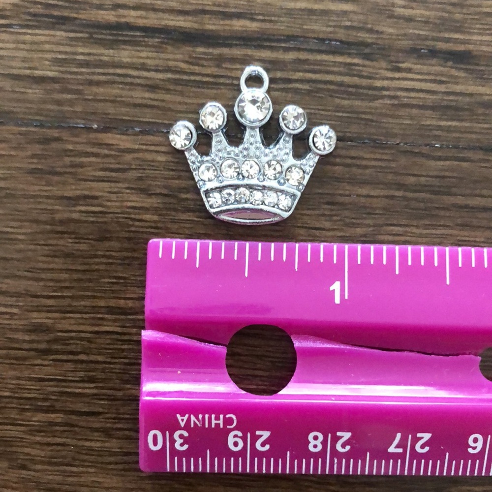 Silver crystal rhinestone Crown charm set of 7 shoe tag crowns queen charms - Picture 5 of 6